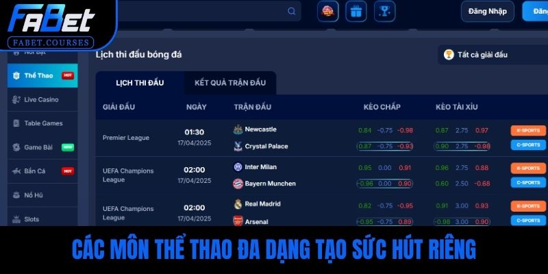 Các môn thể thao đa dạng tạo sức hút riêng