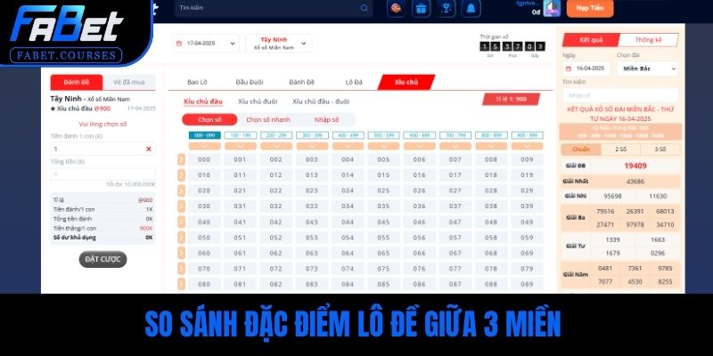 So sánh đặc điểm lô đề giữa 3 miền